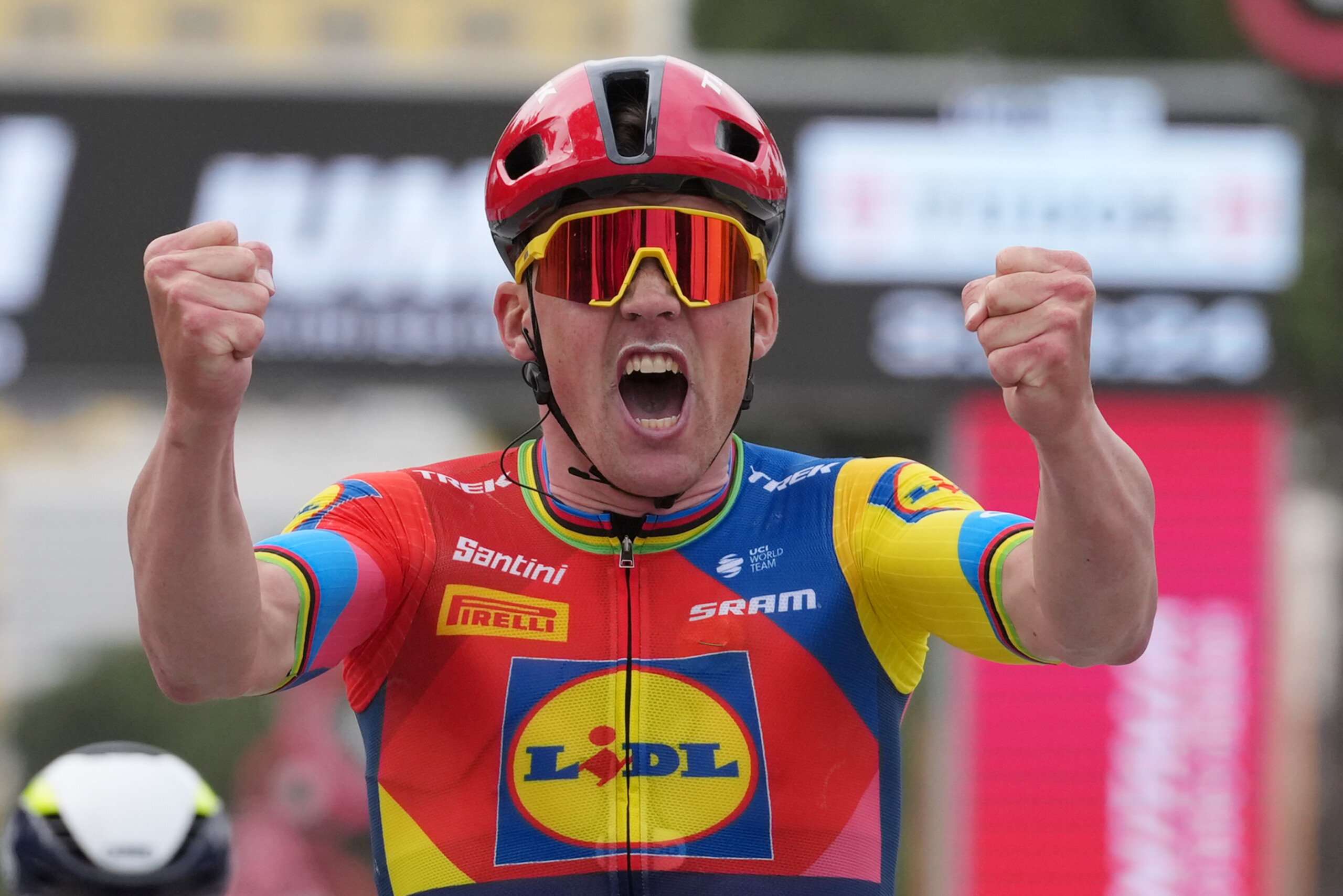 giro ditalia pedersen wins durres tirana stage takes first pink jersey scaled