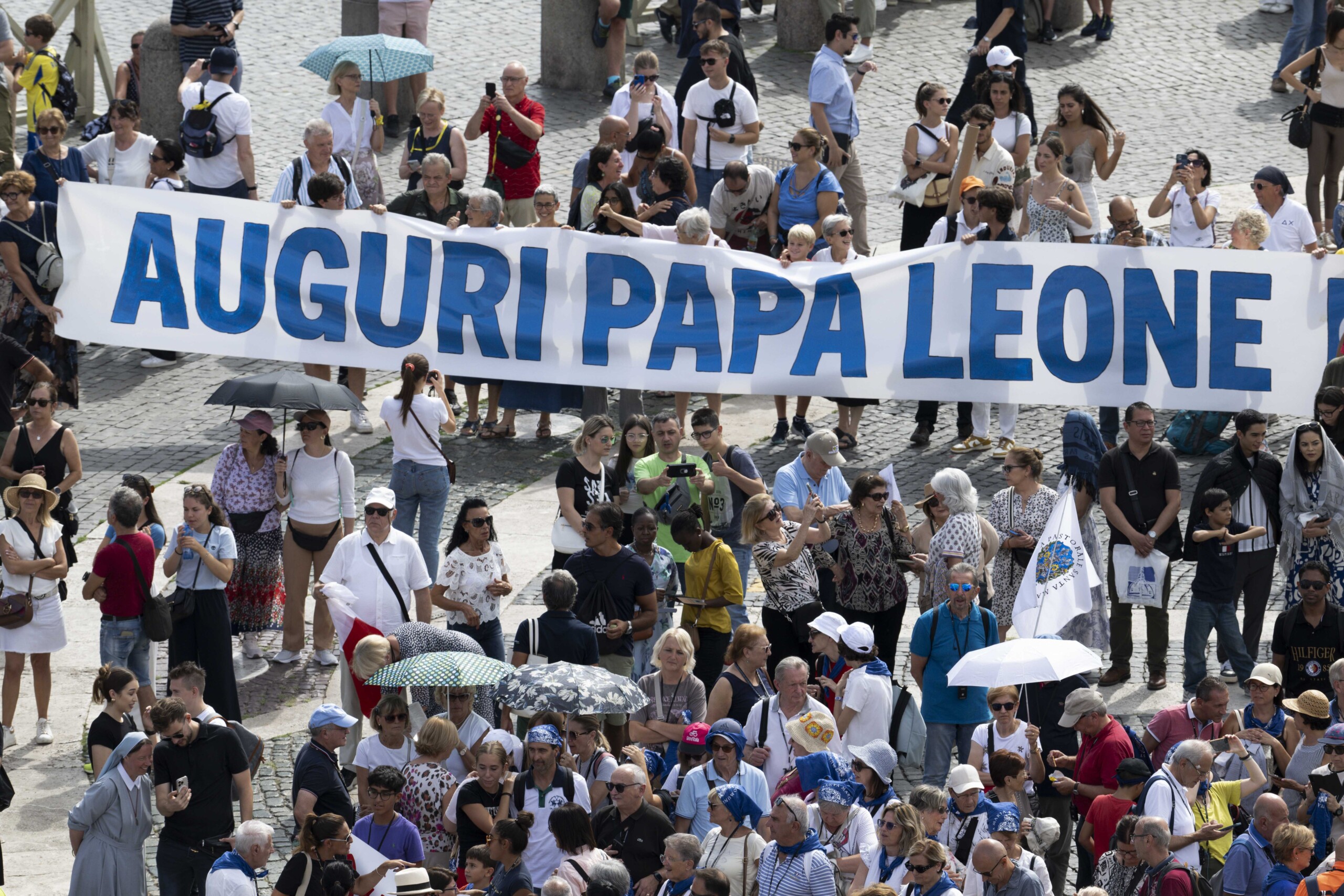 pope birthday wishes in st peters square with choirs banners and balloons scaled