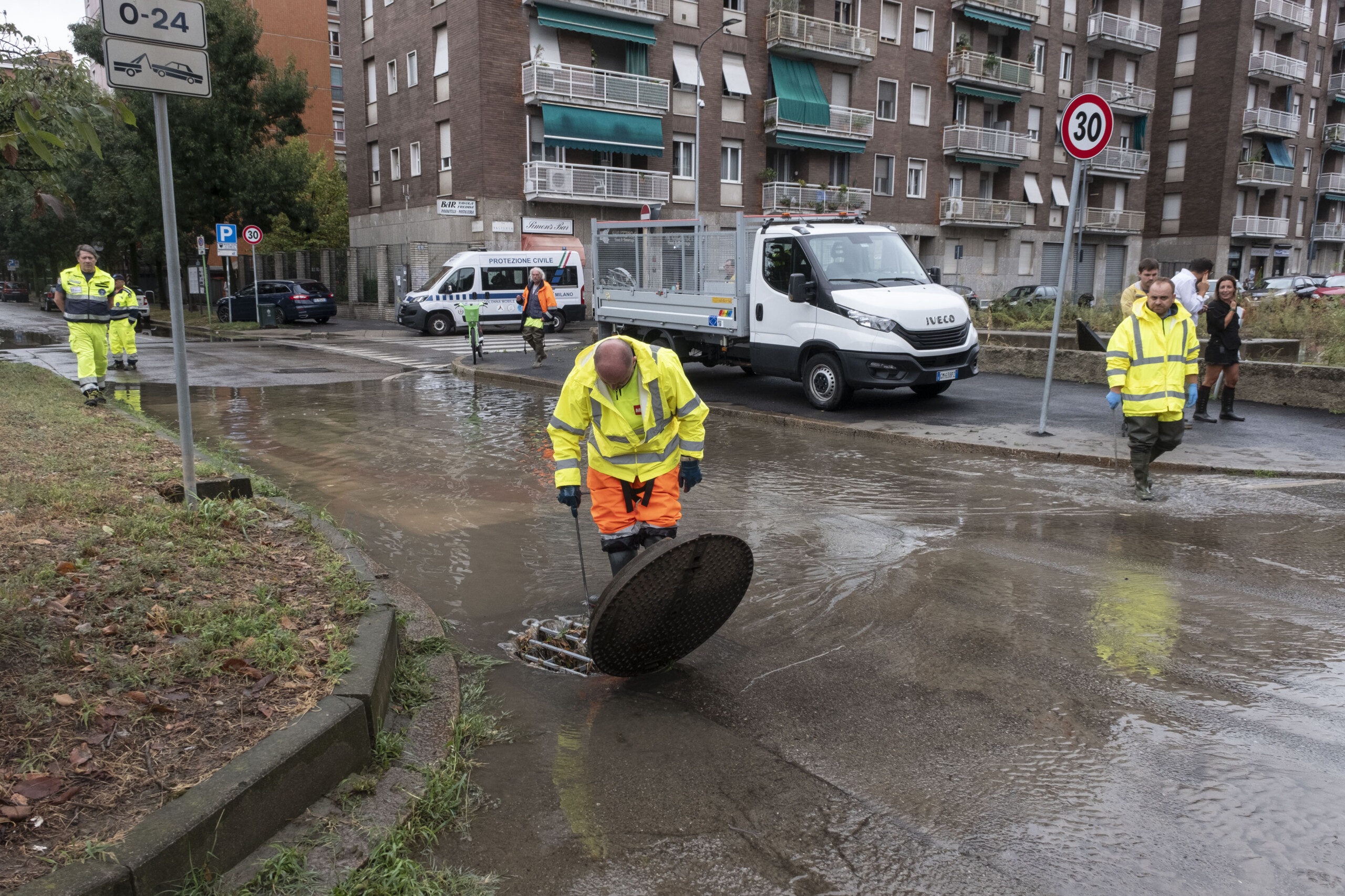 bad weather heavy rain in milan seveso river floods scaled