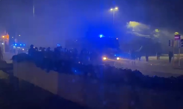 tensions between protesters and police at pro palestine march in udine