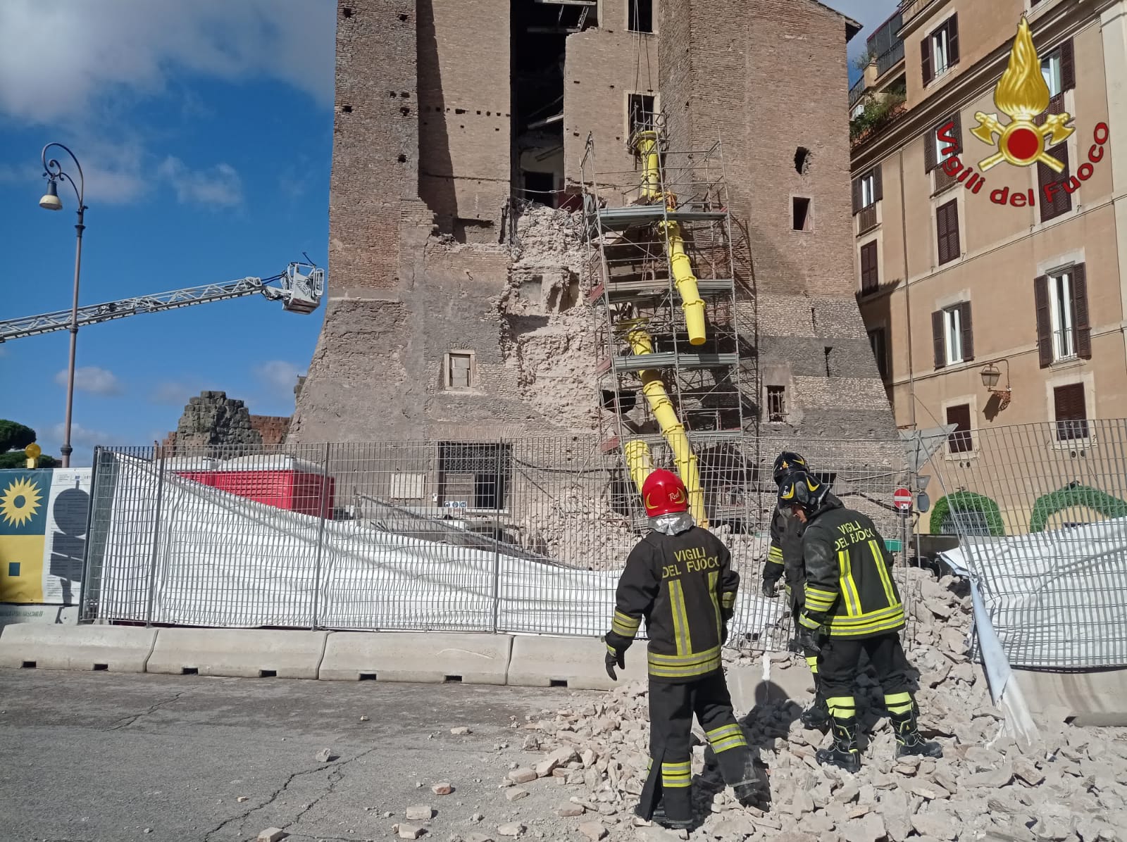 rome double collapse of the torre dei conti at the imperial forums worker still trapped under rubble