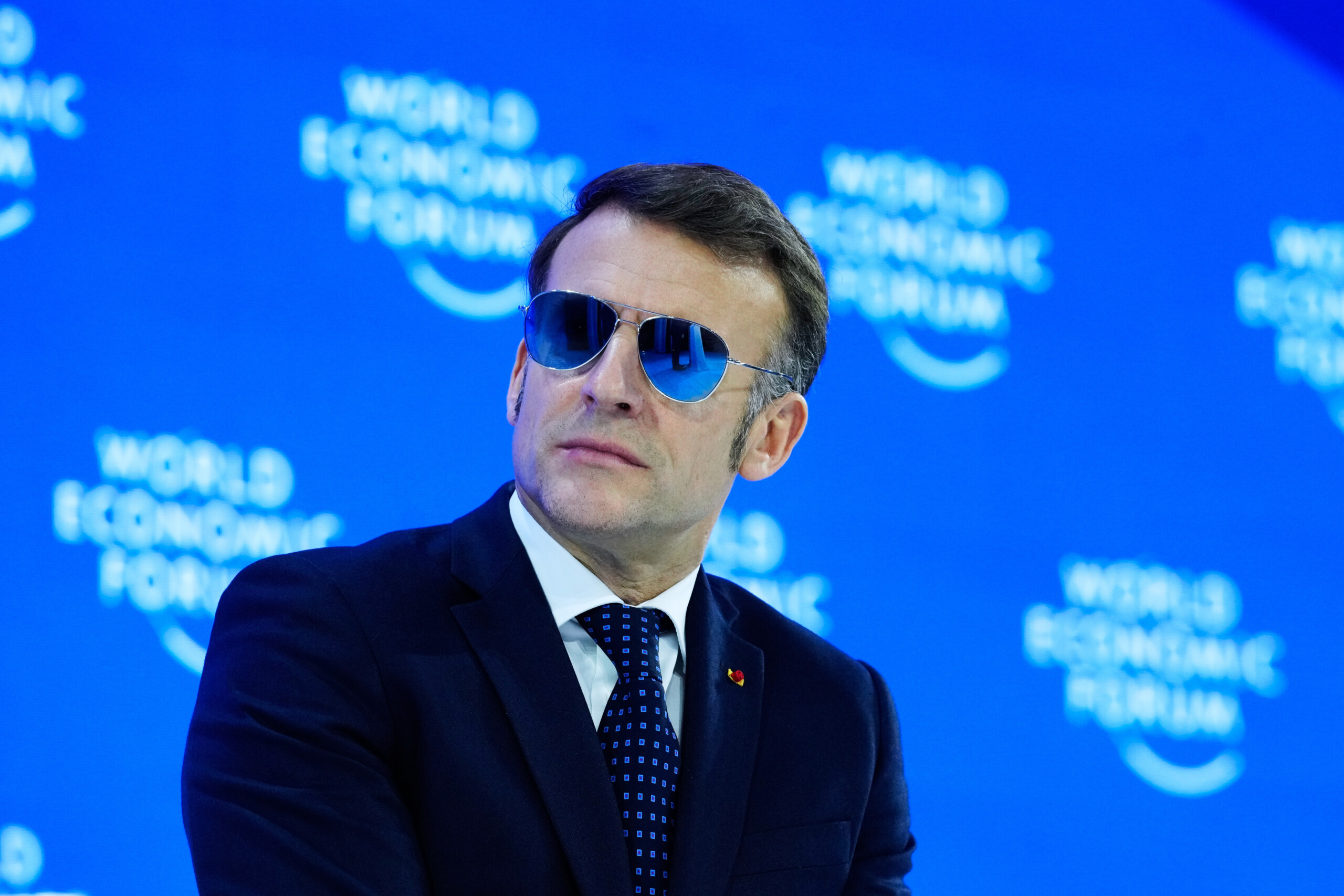 davos macron says us tariffs aim to weaken the eu scaled
