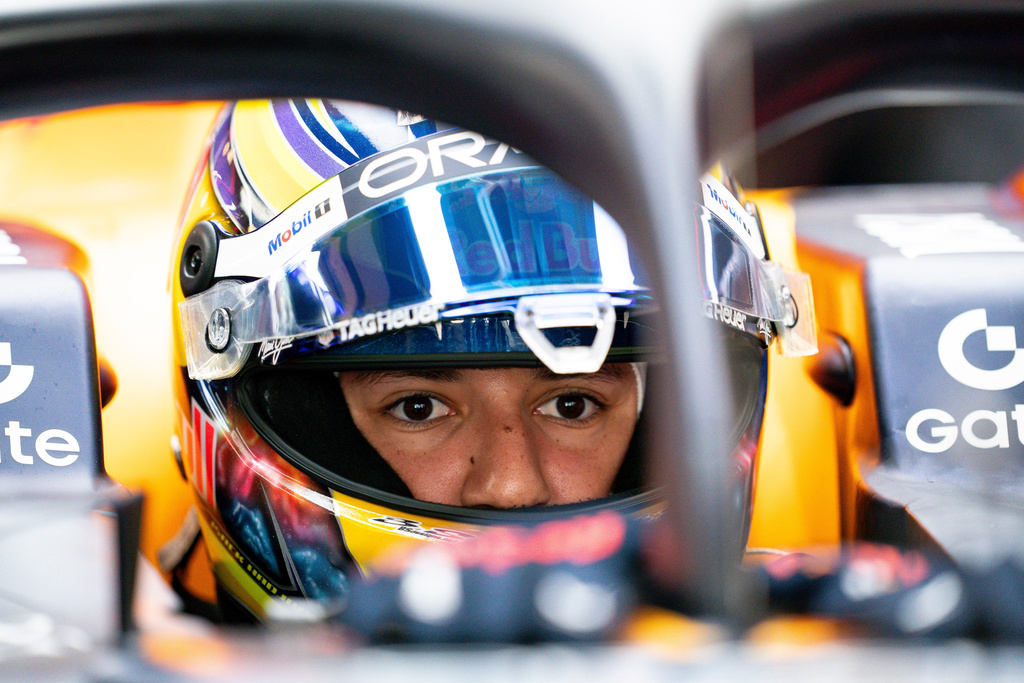 f1 barcelona testing hadjars red bull leads the pack on day one