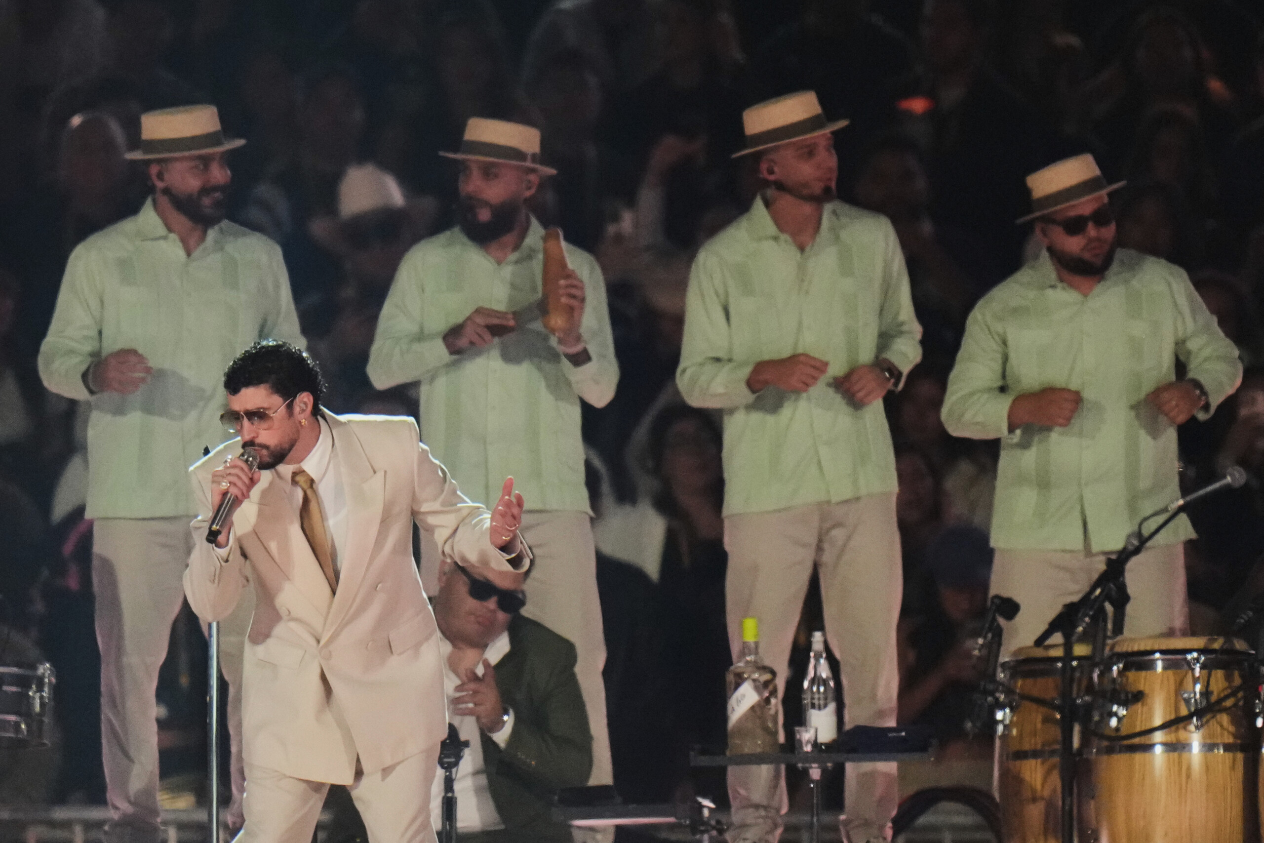 grammy awards bad bunny wins best album and attacks ice scaled