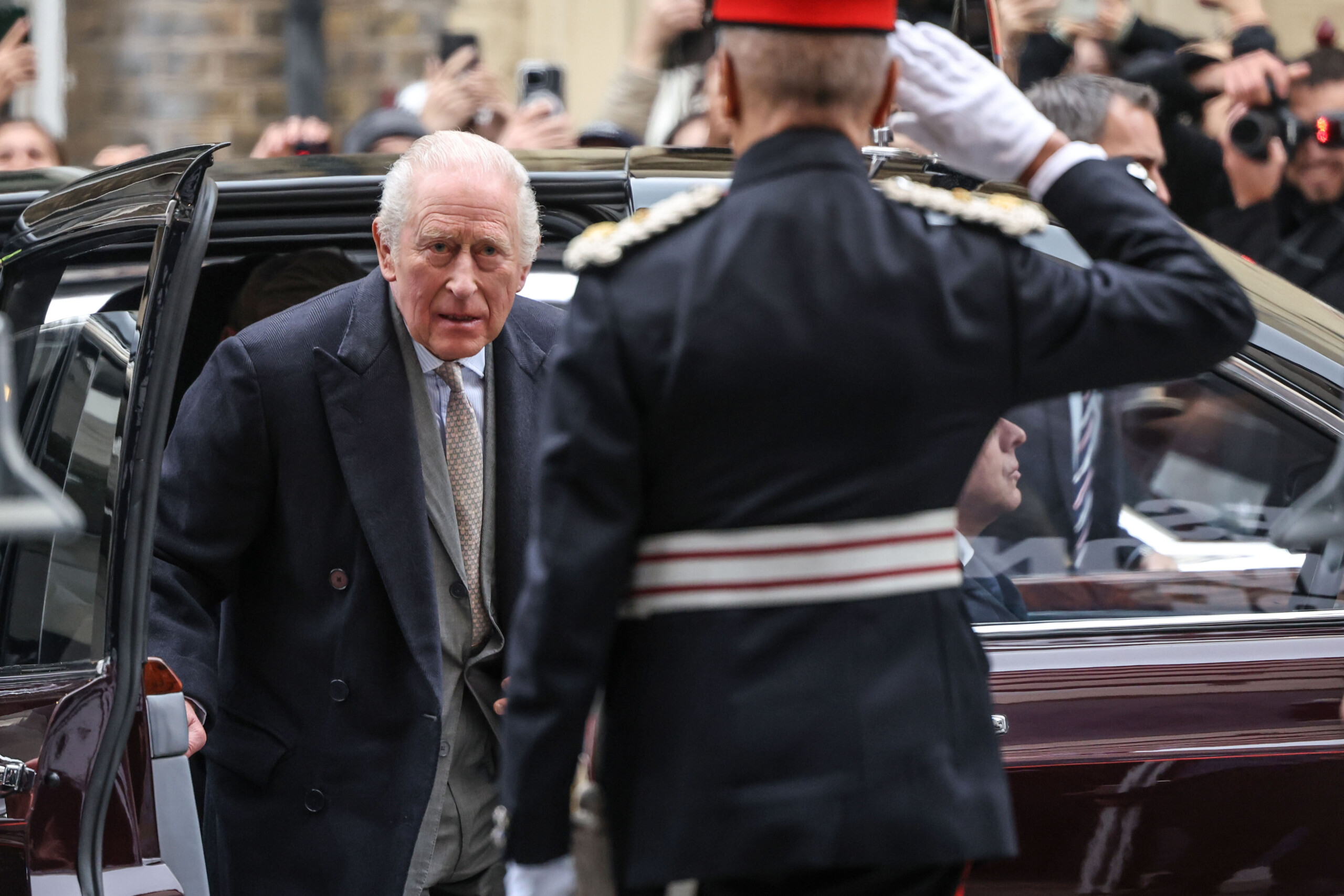 epstein case king charles appears in public after andrews arrest does not answer questions scaled