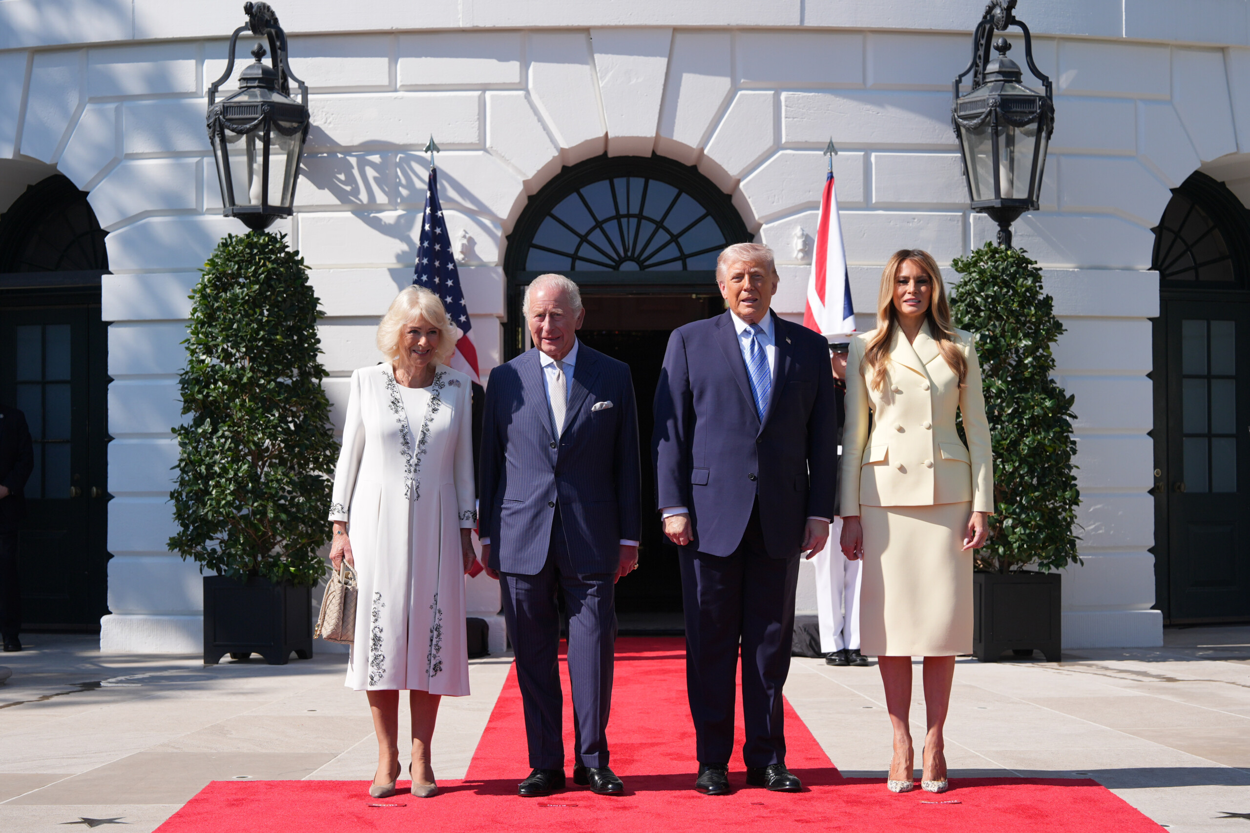 carlo and camilla were received at the white house by donald trump and melania scaled